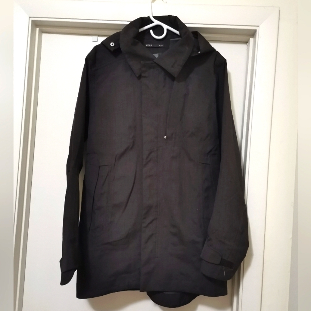 NAU Brown Houded Trench Coat Rain Jacket Size Medium